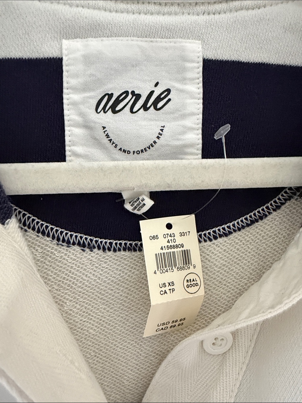 NWT Aerie Prep Rally Rugby Sweatshirt XS - Picture 2 of 7